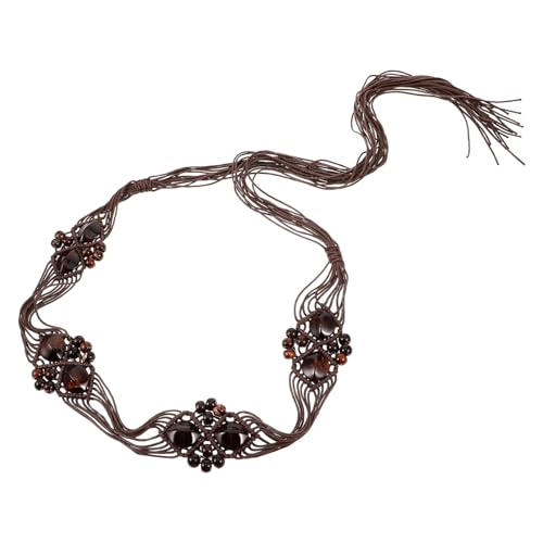 VALICLUD Boho Woven Waist Belt for Women Ethnic Design Cotton Crochet Gown Accessory Stylish Summer Beach Dress Belt with Beads Versatile Fashion Statement for Every Outfit