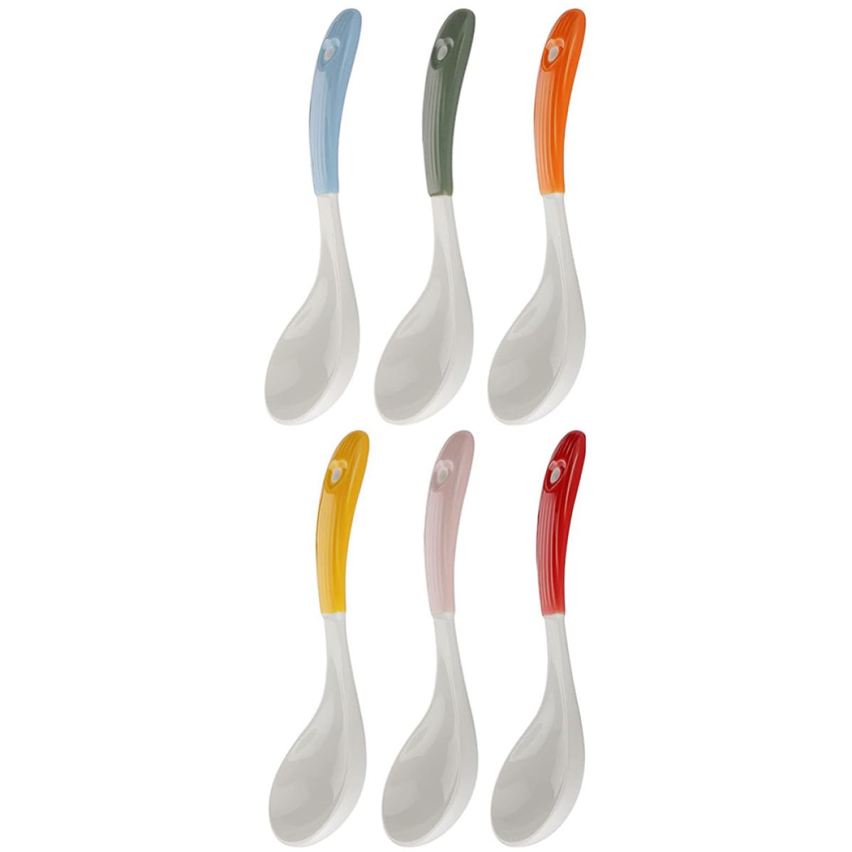 KALLORY Ensemble de 6 Cuillères Chinoises en Céramique pour Soupe Poignée Confortable, Design Polyvalent pour Repas en Famille ou Restaurants