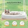 Cat Window Perch, Window Hammock for Cats with Solid Wood Seat 4 Heavy Duty Suction Cups, Plush Cushion, Indoor Cat Bed