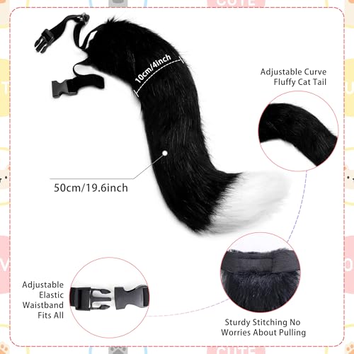 Orgoue Cat Costume Accessories, Fox Wolf Costume Accessories Black Cat Tail Ears Headband for Adult Women for Halloween - Image 3
