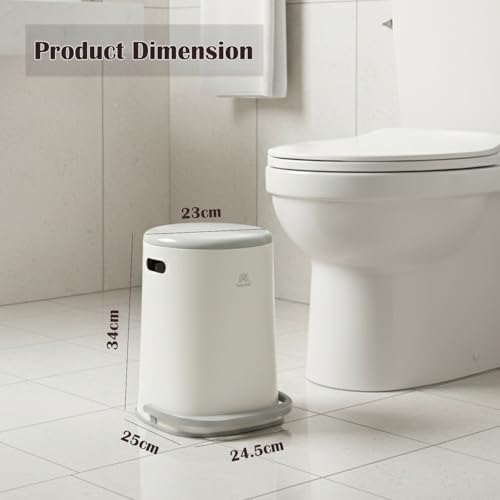 Image of Kriva Plastic Pedal Dustbin with Soft Close Lid | Compact Garbage Bin for Bathroom, Kitchen & Office | Modern Design Anti Slip Base Trash Can(Grey Lid & Base)