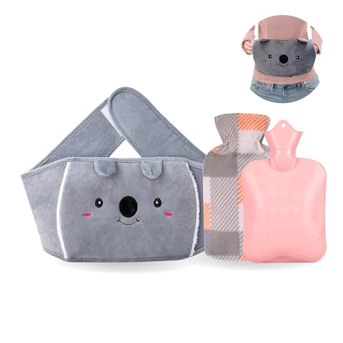 1L Wearable Hot Water Bottle Belt Plush Koala Cover Adjustable Wrap Pink