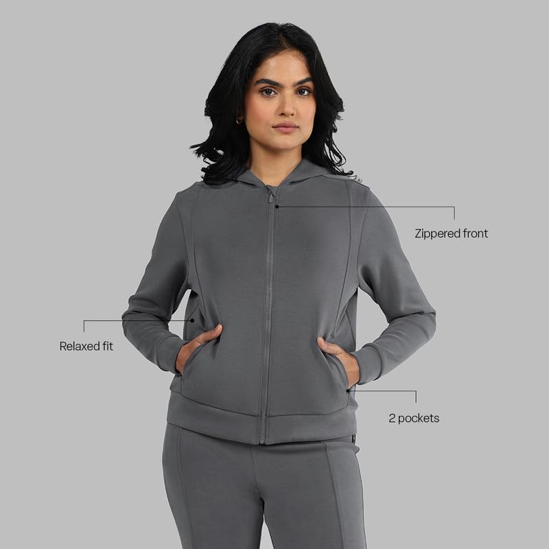 Image of BlissClub Bare Butter Hoodie | Front Pockets | Full-Length Zipper | Cuffed at Sleeve |