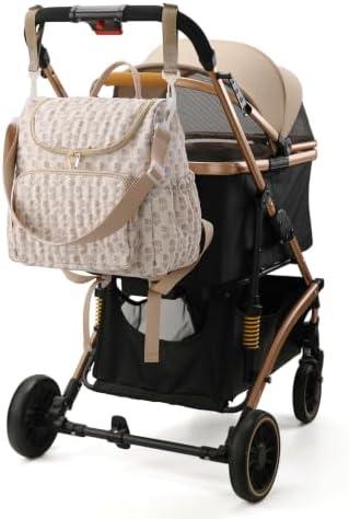YESFIXS Quilted Diaper Bag Backpack Large Floral Puffy Backpack Multi-compartment Baby Storage Backpack for Mom Travel Hospital - 1