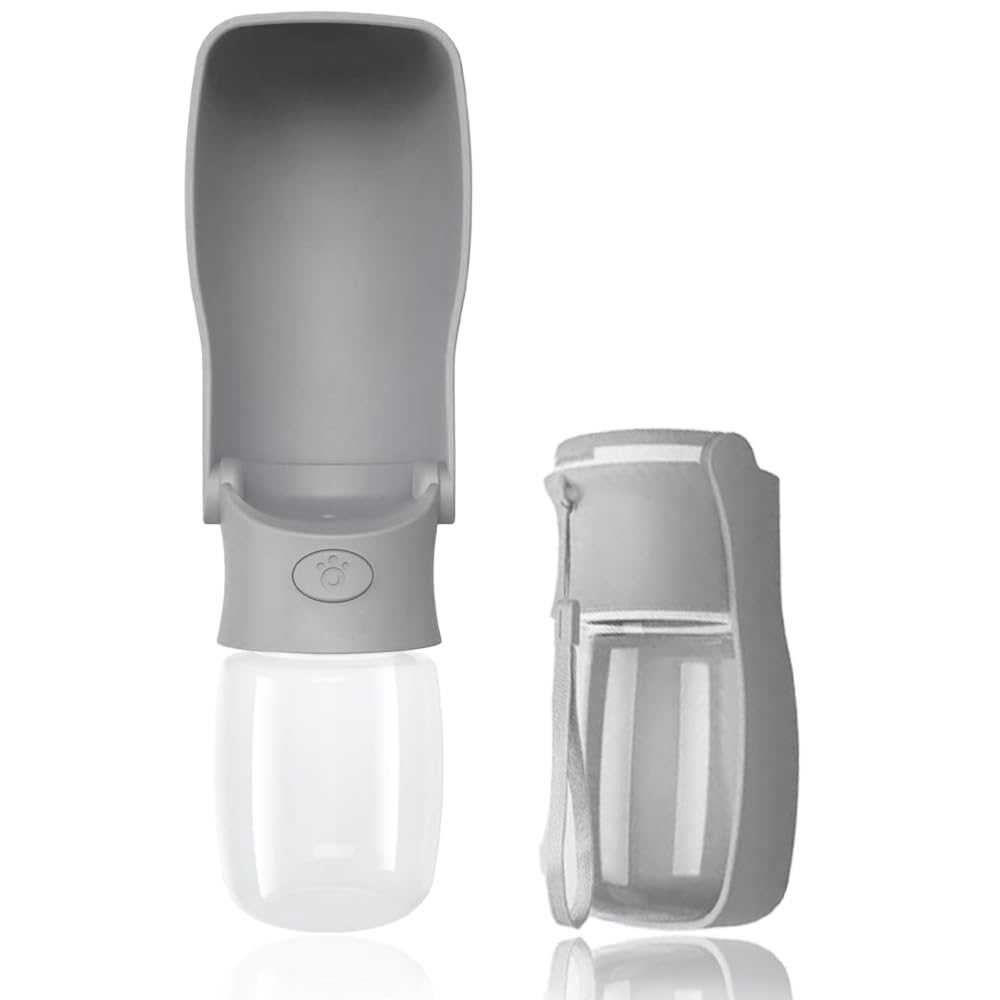 SOICTA Portable Dog Water Bottle for Walking 19 OZ or 12 OZ Portable Pet Water Bottles for Puppy Small Medium Large Dogs Water Dispenser Bowl Dog Accessories(12OZ Grey)