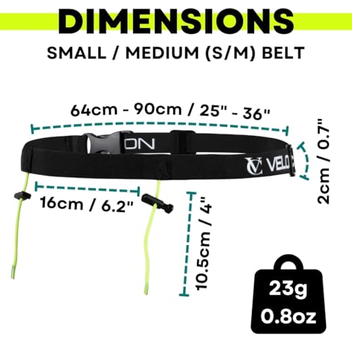 VeloChampion Leichter Laufgürtel Für Damen Und Herren – Elastischer Startnummernhalter Mit Stretch-Passform – Ohne Sicherheitsnadeln – 3 Größen – Laufen. Triathlon. Radfahren. Marathon. Joggen