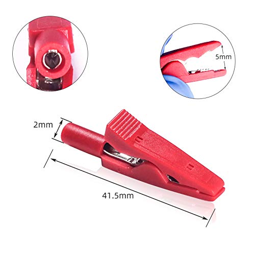 Image of can Connect 2mm Banana Jack Test Probe & 2mm Banana Plug 10pcs Full Insulated Safety Mini Test Alligator Clips Crocodile Clamps Jaws for Electrical Laboratory Measuring red Black