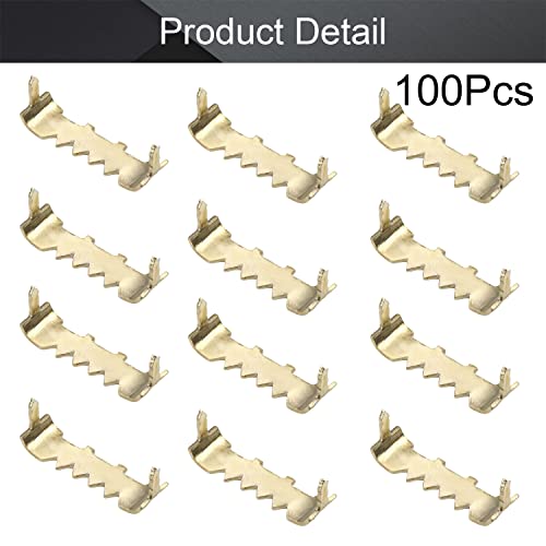 Image of MroMax 100PCS No Nail Sawtooth Picture Hangers 1.02 inch Nailess Zinc Plated for Hard and Soft Wood Frames Hanging Gold