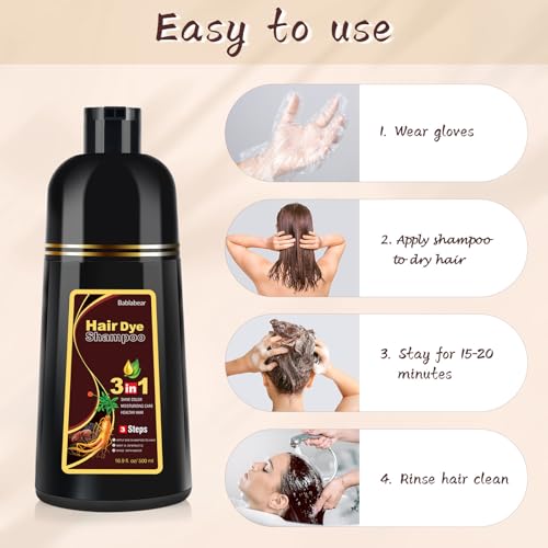 Bablabear Dark Brown Hair Color Shampoo For Gray Hair 500Ml Instant Hair Dye Shampoo For Men & Women-3 In 1 Color Shampoo thumb #5