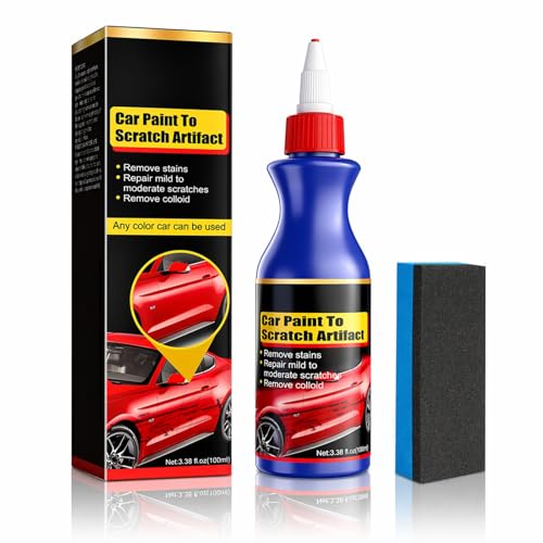 100 ml Efface rayures voiture, Kit réparation carrosserie avec éponge Réparateur micro rayures anti rayures polish rénovation peinture auto lustreur...
