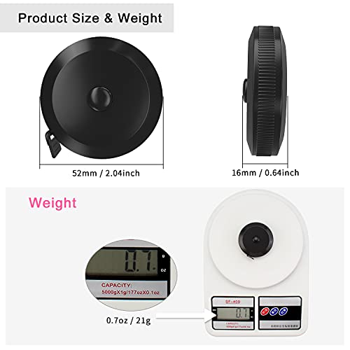Dicuno Tape Measure Retractable, Soft Measuring Tape For Body Sewing Tailor Cloth Fabric Craft, 60 Inch/1.5M Black Dual Sided Measurements Tape, Small Pocket Size, 1 Pack #TOP1