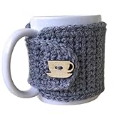 Mug Cozy Gray with Wooden Cup and Saucer Button