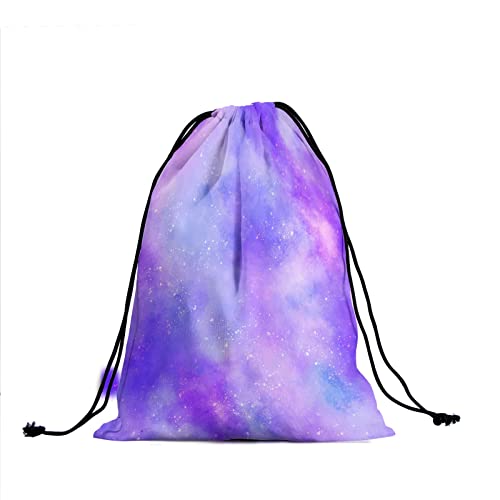 Image of Nerxy Watercolor Purple Galaxy Grip Bags - Blue Stars Grip Bag Gymnastics Cute Drawstring Storage Bags Abstact Nebula Gym Pouch Shoe Bags Adjustable Polyester Towel Bag