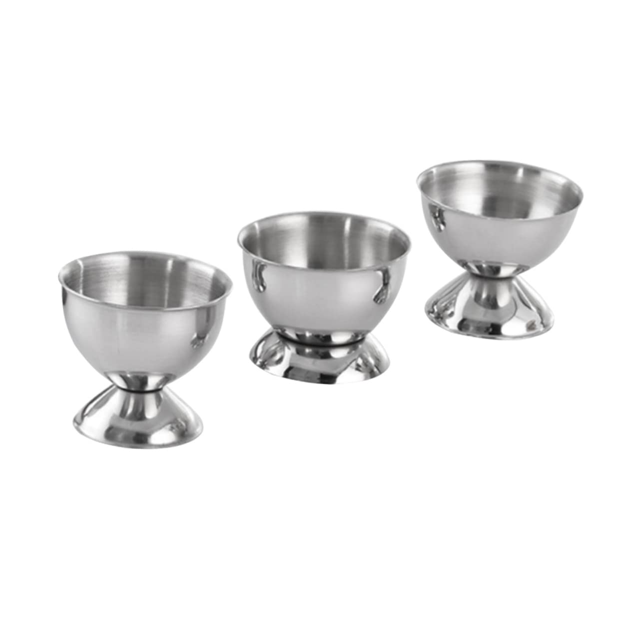 HOLIDYOYO 3pcs Egg Tray Stainless Steel Egg Rack Creative Egg Cup Egg Holder Silver