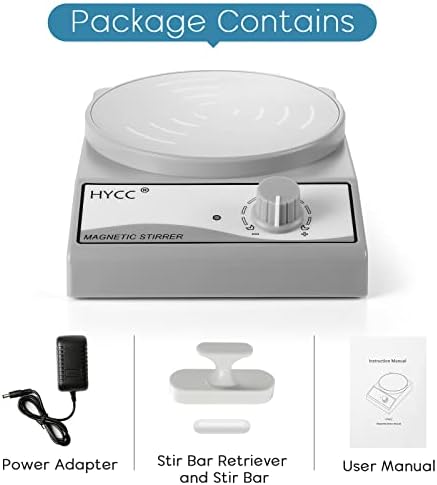 HYCC Magnetic Stirrer, 3000 RPM Magnetic Mixer, Stir Plate Max Stirring Liquid 3 Liters, Lab Stirrers with Magnetic stir bar and stir bar Retriever
