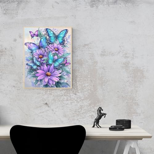 Image of MBNTJHT DIY Butterfly Diamond Art Kits for Adults Beginners,Easy Flowers 5D Round Drill Diamond Painting Kits on Canvas,Butterfly and Floral Gem Art Kits for Home Wall Decor 12X16 Inch.