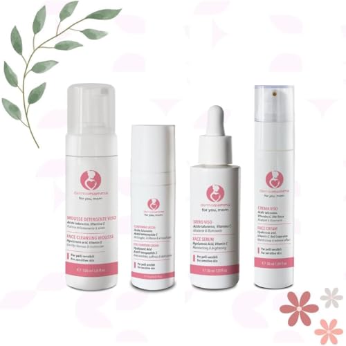 Dermomamma Set Viso, Trattamento Completo per Idratare, Illuminare e Ravvivare il Viso- Indicato in Gravidanza e Allattamento- - Con acido Ialuronico - Vitamina C-Potentissimi Insieme
