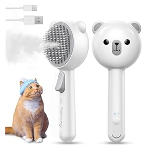 Cat Steam Brush, Cat Brushes for Indoor Cats with Release Button, Dual Speed Spray USB Rechargeable Cat Grooming Supplies, Cat Brush Shedding Suitable for All Long-haired and Short-haired Pets