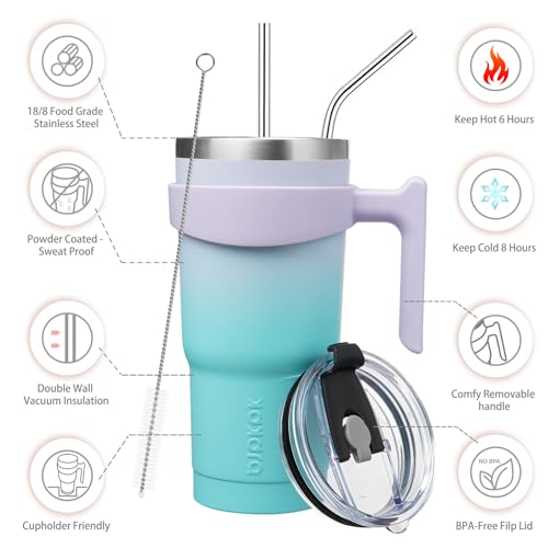 Image of BJPKPK 20 oz Tumbler with Handle & Straw, Insulated Stainless Steel Mug
