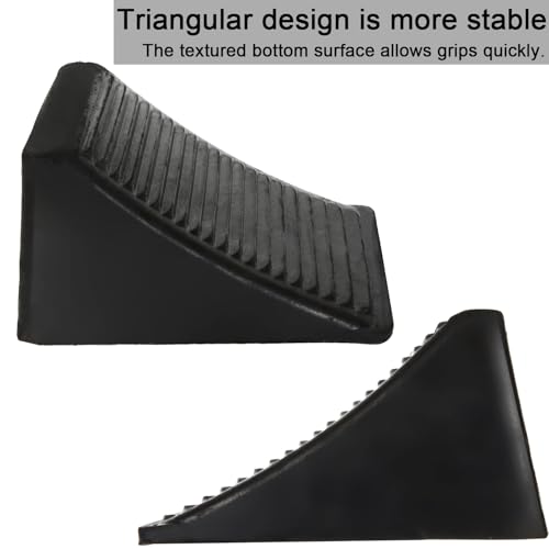 Image of 4 Pack Heavy Duty Rubber Wheel Chocks Solid RV Wheel Chock for Trailers, Black Tire Chocks for Cars, Truck, Travel Trailers, Camper and ATV, 6.5 inch x 3.5 inch x 3.5''