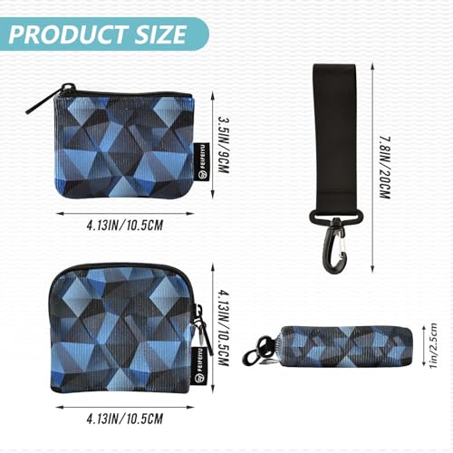 Blue Irregular Abstract Women's Card Cases Change Holder Compact Size Zipper Wristlet Wallet with Zipper Coin Pocket for Woman 2 Packs de Mujer para tarjetas4