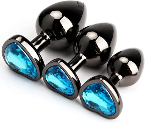 3Pcs Set Luxury Metal Butt Toys Heart Shaped Anal Trainer Jewel B...