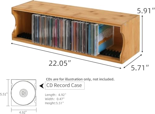 Soporte de exhibición de medios vintage y organizador ecológico de bambú para discos de música 4