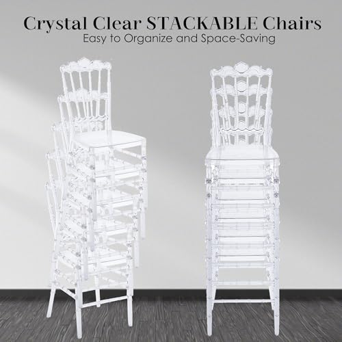 KATBOC Clear Acrylic Chiavari Chairs, Modern Dining Chairs Set of 12, Accent Event Ghost Chairs for Wedding Party Event Reception Castle High-Back