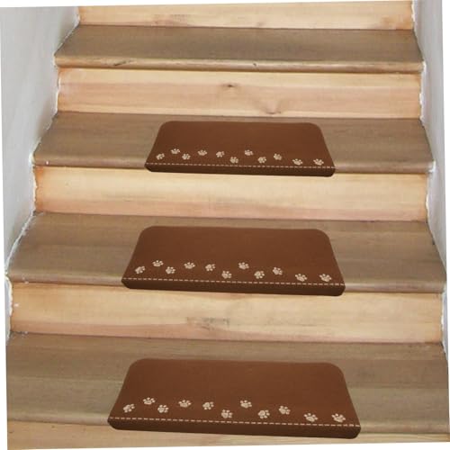 Alfombrilla para peldaños de escalera de material duradero Homoyoyo con diseño café elegante 5