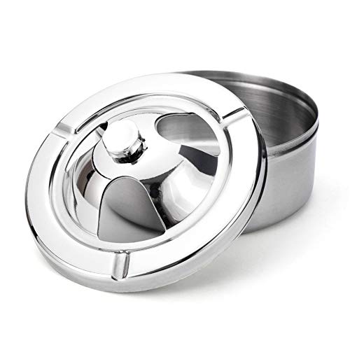 Preisvergleich Produktbild Gobesty Drehaschenbecher, Edelstahl Windascher Drück Aschenbecher Windascher Runder Windaschenbecher für Draußen, 12.5 * 12.5 * 7.5CM