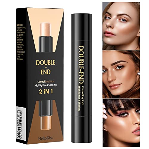 Bastão de iluminador para maquiagem,Bastão para Modelar e Contornar o Rosto com Cabeça Dupla - Bastã