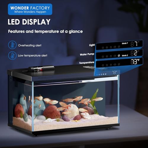 Image of Smart Aquarium 5 Gallon Glass Fish Tank, Self Cleaning System Efficiency Filter 7 Color LED Lights Automatic Feeder Temperature Display Monitor HD UHA Glass, Smart Control with Apps