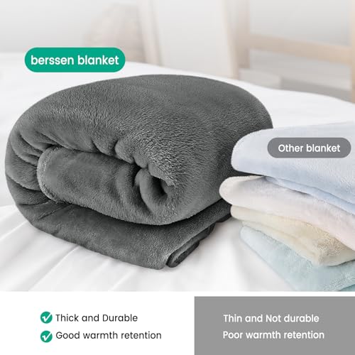 berssen 200x230cm Kuscheldecke Flauschig, Weiche Antistatik Fleecedecke, Dicke Sofadecke, Erweitert Kuscheldecke Flauschig, Maschinenwaschbar, ohne Geruch, Dunkelgrau