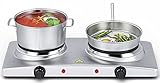 Simoe Electric Hot Plate, 1800W Double Burner, Dual Cast Iron Burner, Portable Double Burner for Cooking