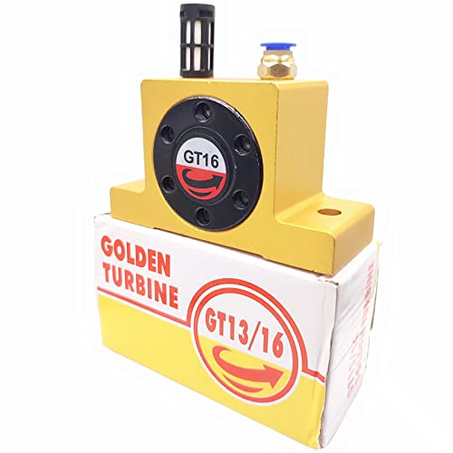 (3-Pieces) GT16 G 1/4\'\' Pneumatic Turbine Vibrators, Silent Golden Industrial Turbine Vibrator for hopper, Pneumatic Ball Vibrators With Silencer and Connector