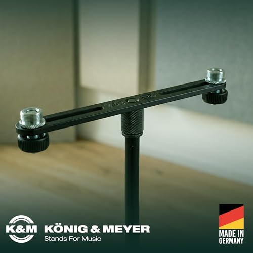 Image of K&M Konig & Meyer 23550.500.55 Microphone Bar | Adjustable Positioning for Two Mics or Booms | 5 /8 inch Thread Stand Connector | Professional Choice Made in Germany Black