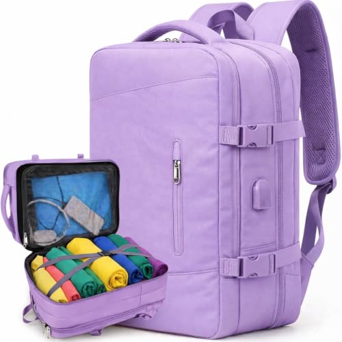 Mochila de Viagem Expansível 40L Impermeável Para Avião e Notebook USB 10kg