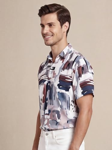 Image of GRECIILOOKS Shirts for Mens | Stylish Shirt for Summer and Vacation | Casual Printed Outfit Men | Trendy Button Down Reguler fit Men`s Shirt | Comfort Rich Formal Shirts