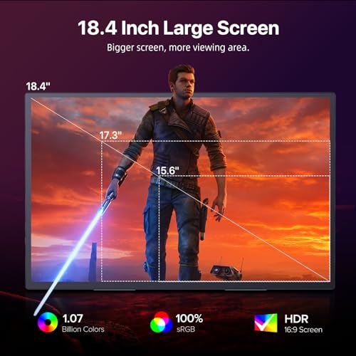 UPERFECT 4K 18 Zoll QLED Portable Monitor mit 3840 x 2160 UHD Display Integrierter Halterung USB C Mini HDMI für PC Laptop Handy XBO Switch PS-4/5, Metallkörper, Tragbarer Bildschirm VESA-montierbar 4