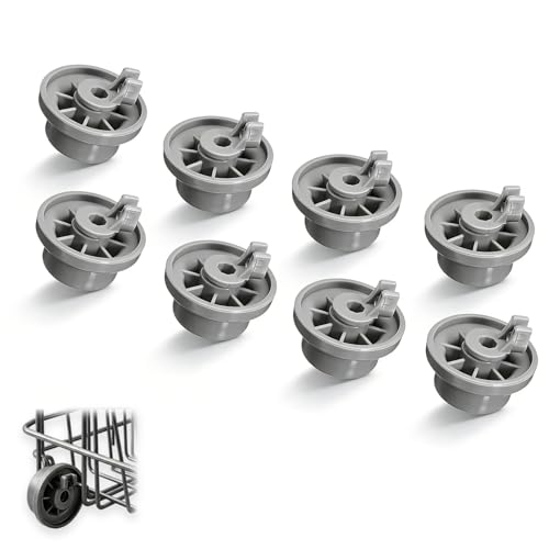 Cesta Inferior Lavavajillas Universal - Juego de 8 Ruedas y Rodillos Repuestos, Compatible con Bosch, Siemens, Neff y Beko, Piezas de Repuesto para Cestas de Lavavajillas