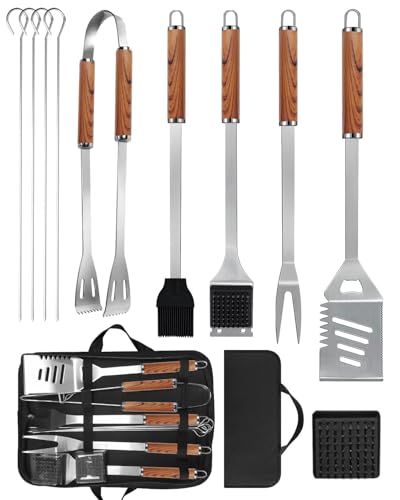 Evolpor 11pcs BBQ Grill Tool Set, Premium Stainless Steel BBQ Accessories with Storage bag, BBQ...