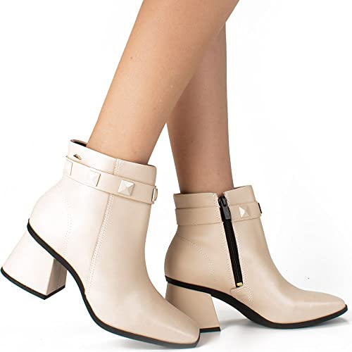 Bota Bico Quadrado Feminino Dakota Nude