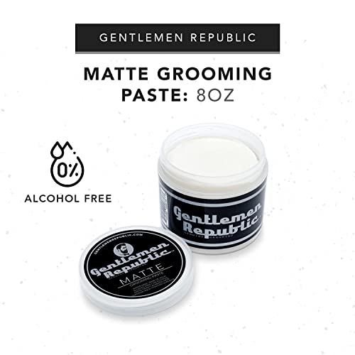 Gentlemen Republic 4oz Matte Paste for Men - Water-Based Men's Hair Paste with Strong Hold & Matte Finish - Alcohol-Free Hair Styling for Natural Texture – Made in the USA