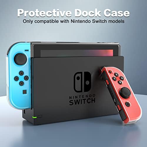 HEYSTOP Kompatybilny z Nintendo Switch Etui z ekranem ochronnym, Nintendo Switch Ochronne szkło hartowane z 6 uchwytami obejmuje pochłanianie wstrząsów i odporne na zarysowania