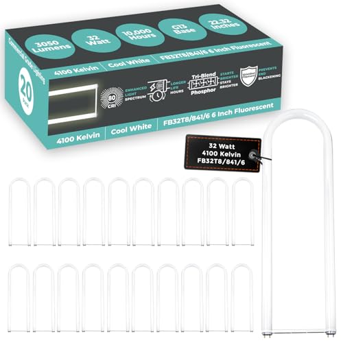 GoodBulb 32W 6in T8 U-Bend Fluorescent Light Bulb 4100K