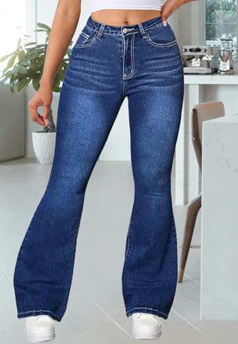 Bell Bottom Jeans for Women Stretchy Skinny Destroyed Ripped Hole Frayed High Waisted Jeans3