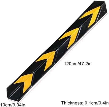 Reflective Rubber Wall Corner Guards with Yellow Stripe Parking Stopper Corner Guards, for Garage, Parking Lot, Warehouse, Office(120cm/47.2in)