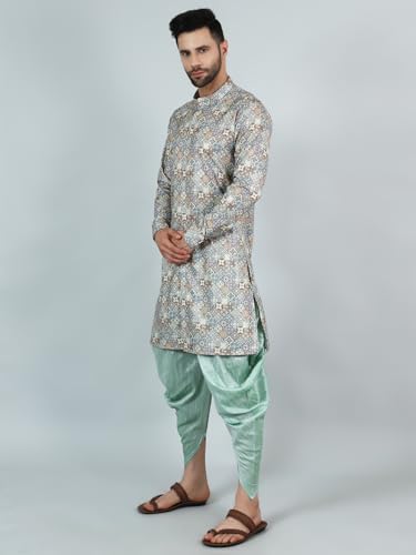 WINTAGE Digital Print Cotton Silk Grey Kurta Dhoti2