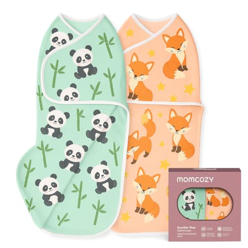 Image of Momcozy Muslin Swaddles for Newborns, Ultra Soft Neutral Swaddle, Cotton & Breathable Bamboo Derived from Viscose, Large Baby Infant Newborn Boys Girls swaddles 0-3 Month, Cute Animal