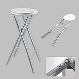 Farbe: Weiß / Grau DRULINE 1 x Barhocker Weiß und Grau aus Metall 70,5cm faltbar